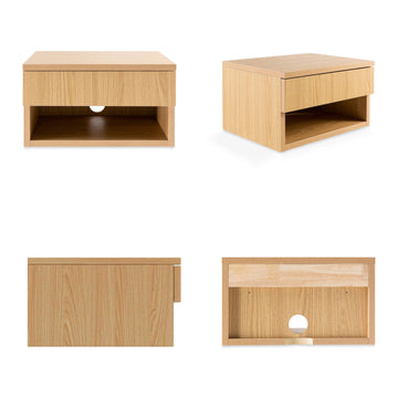Ettore 15.71" Mid-Century Modern Floating Wall Mounted Nightstand with Soft-Close Drawer and Cable Hole